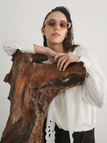 Bijou Recycled Acetate Cateye Sunglasses, Jelly Pink, hi-res