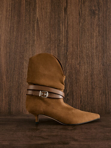 Boots cao g&oacute;t mũi nhọn Karter Faux Suede, Rượu cognac, hi-res