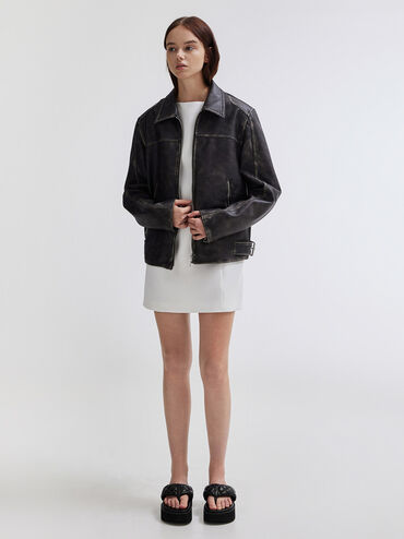 Dép kẹp V-Strap Platform, Đen, hi-res