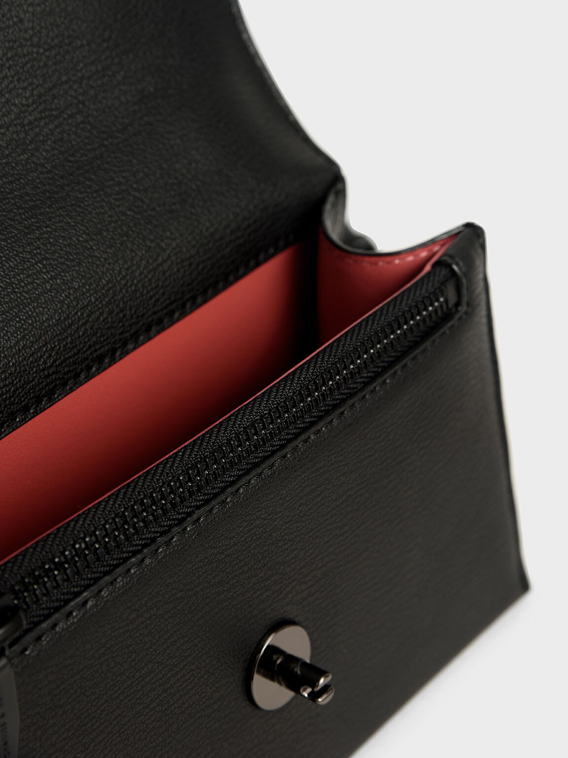 Ring Push-Lock Shoulder Bag, Ultra-Matte Black, hi-res