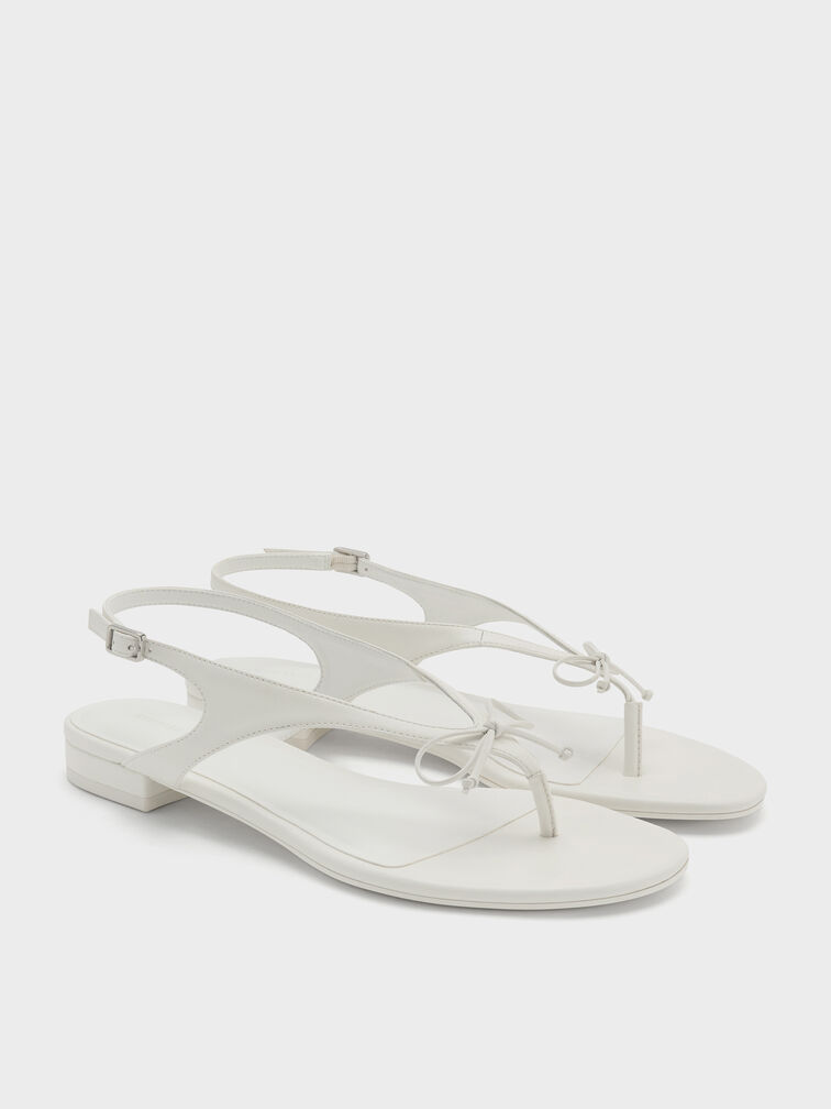 Gi&agrave;y sandals đế thấp đ&iacute;nh nơ, Trắng, hi-res