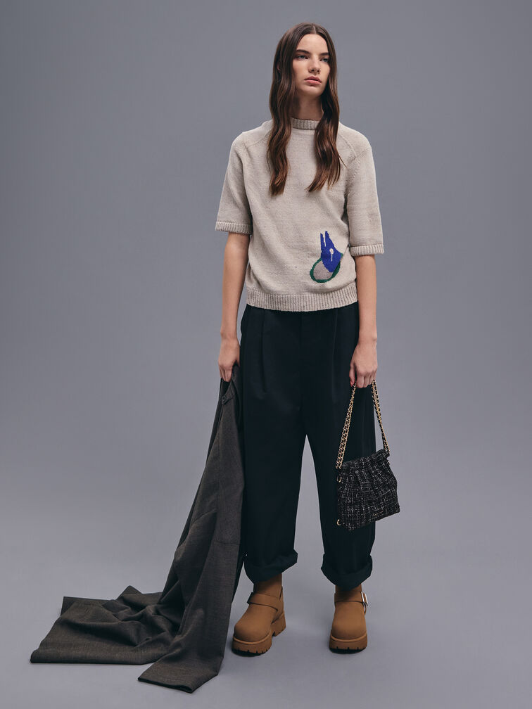 Balo phom chữ nhật Duo Tweed, Black Tweed, hi-res