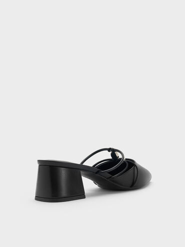 Georgie Bead Pointed Mules, Black, hi-res
