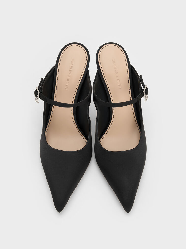 Gi&agrave;y sandals cao g&oacute;t Satin Teardrop-Crystal, Đen họa tiết, hi-res