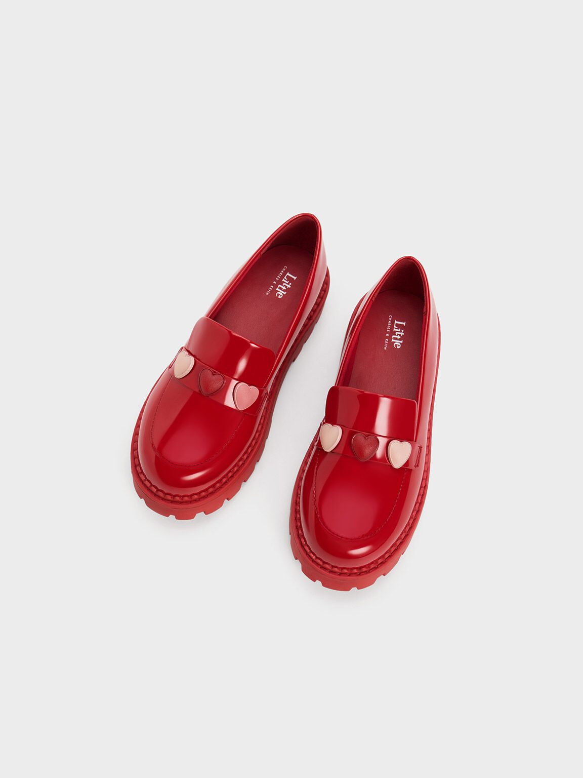 Giày loafer trẻ em Heart-Motif Patent Penny, Đỏ, hi-res