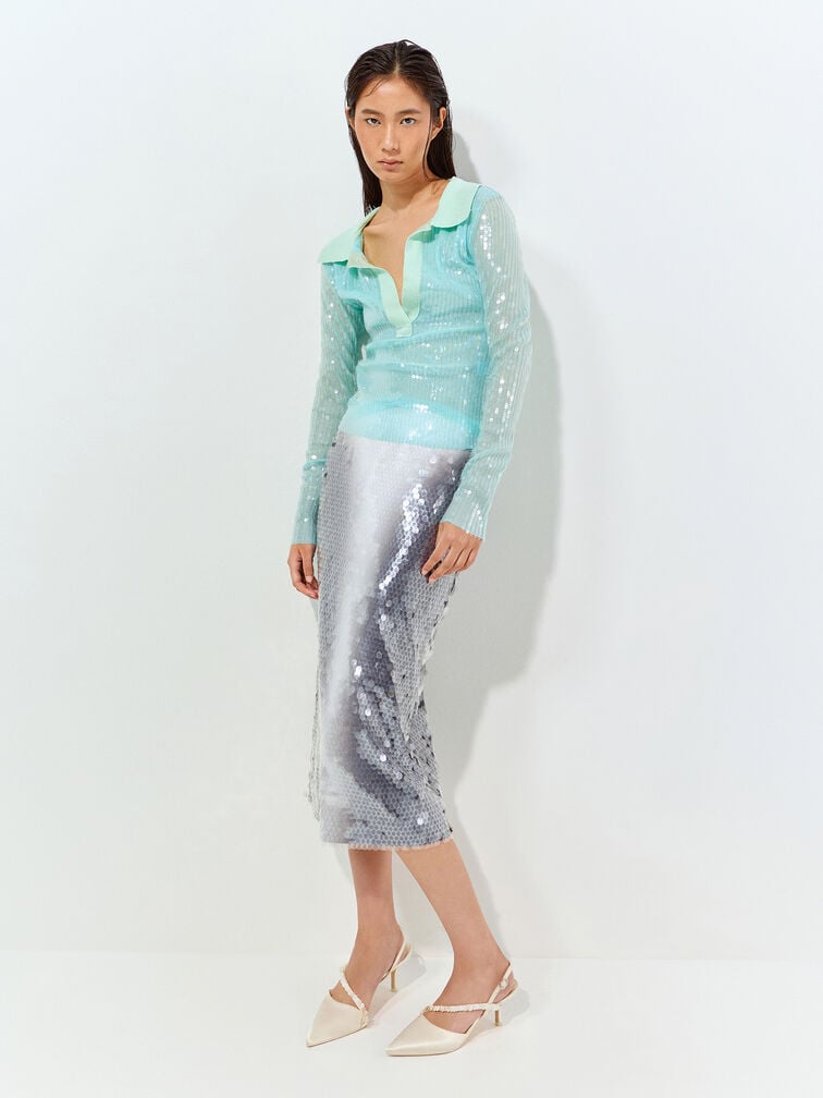 Gi&agrave;y sandals cao g&oacute;t Briella Sequinned, Kem, hi-res