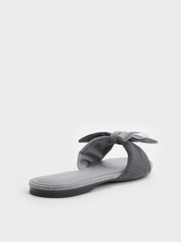 D&eacute;p quai ngang Satin Printed Bow, X&aacute;m, hi-res