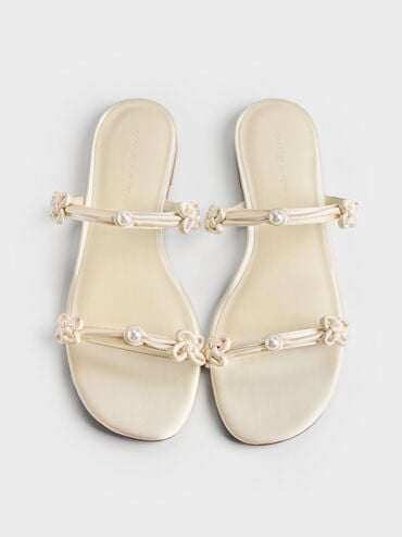 Gi&agrave;y sandals đế bệt Orinda Knot-Pearl, Bơ, hi-res