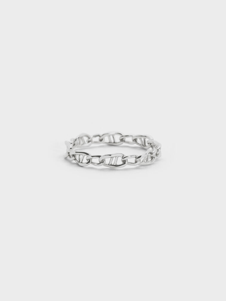 Nyra Mixed-Link Chain Ring, Silver, hi-res