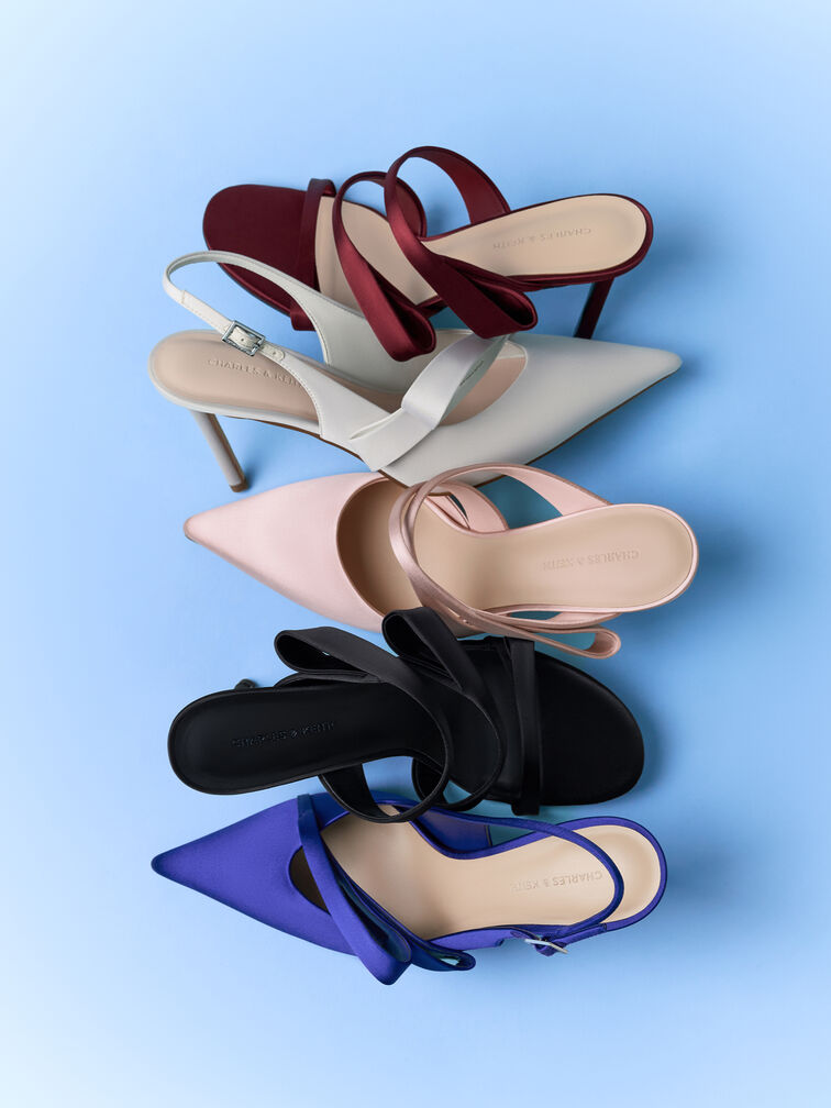 Gi&agrave;y mules cao g&oacute;t Satin, Đen họa tiết, hi-res