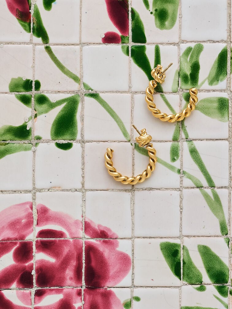 Khuy&ecirc;n tai Sable Rope-Knot, V&agrave;ng đồng, hi-res