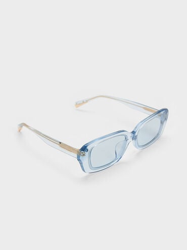 Rectangular Recycled Acetate Sunglasses, Blue, hi-res