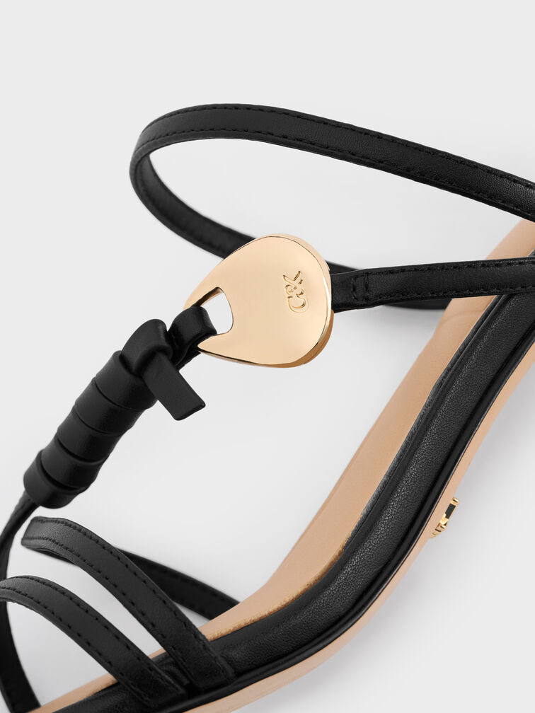 Adema Leather Strappy Heeled Mules, Black, hi-res