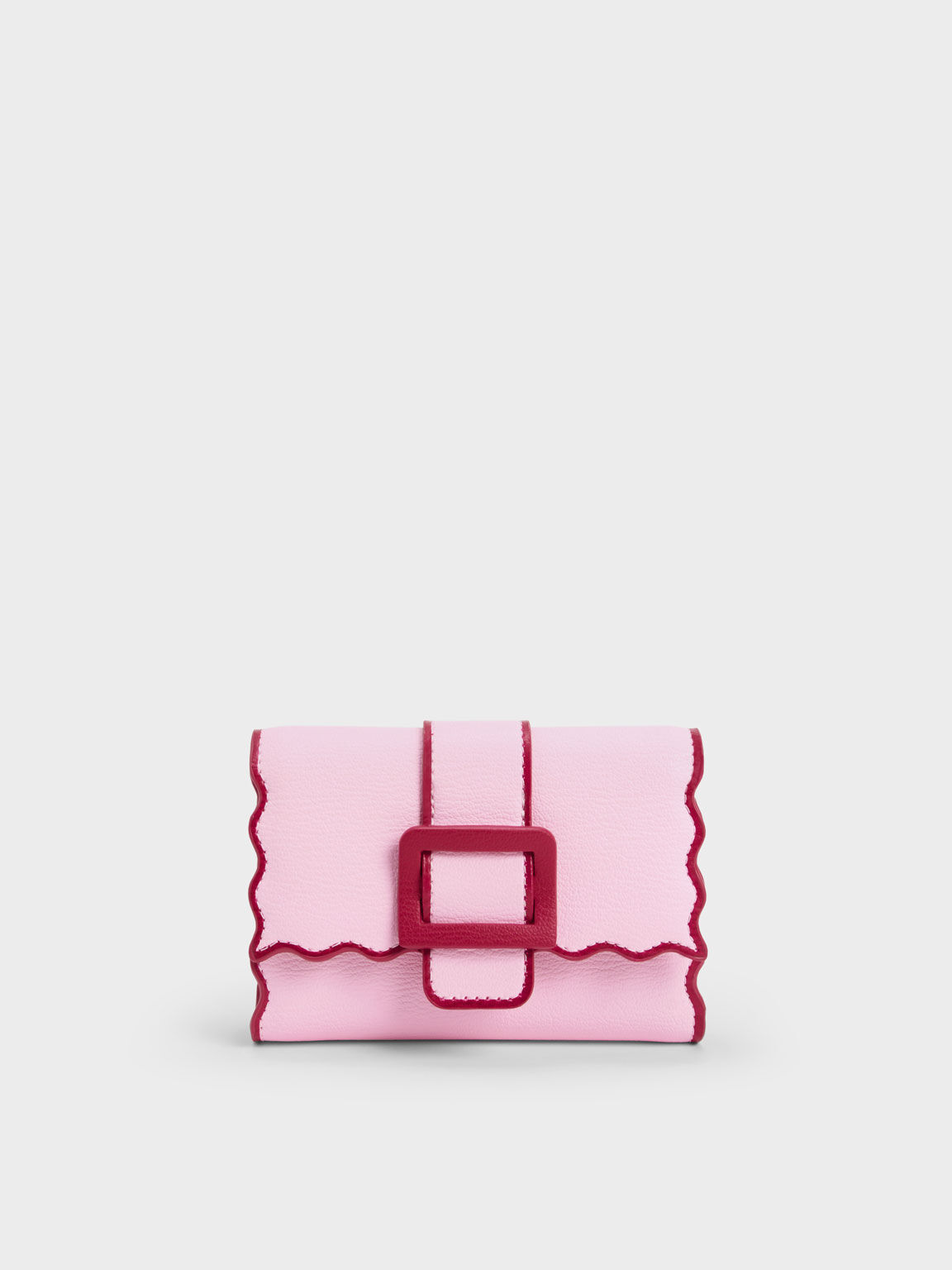Waverly Scallop-Trim Wallet, Pink, hi-res