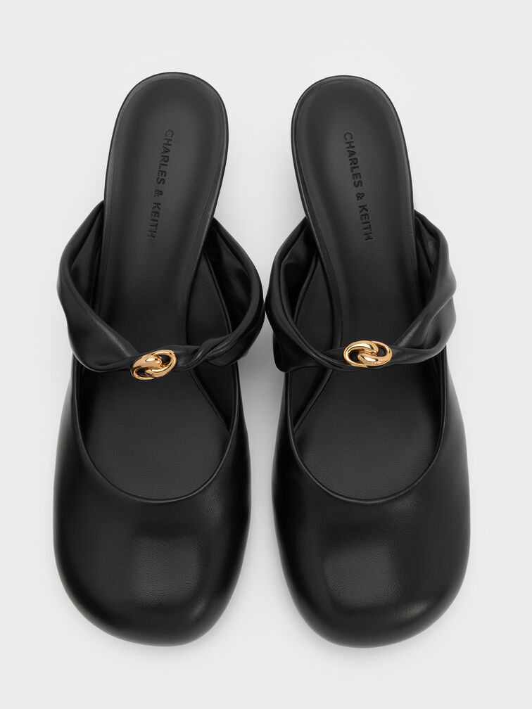Gi&agrave;y mules cao g&oacute;t Metallic-Accent, Đen, hi-res