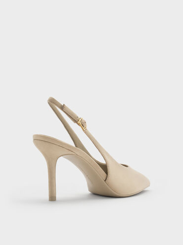 Emelia Faux Suede Slingback Pumps, Beige, hi-res