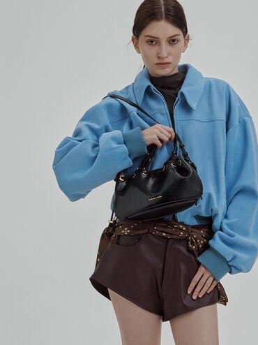 Mini Moxie Drawstring Bucket Bag, Black, hi-res