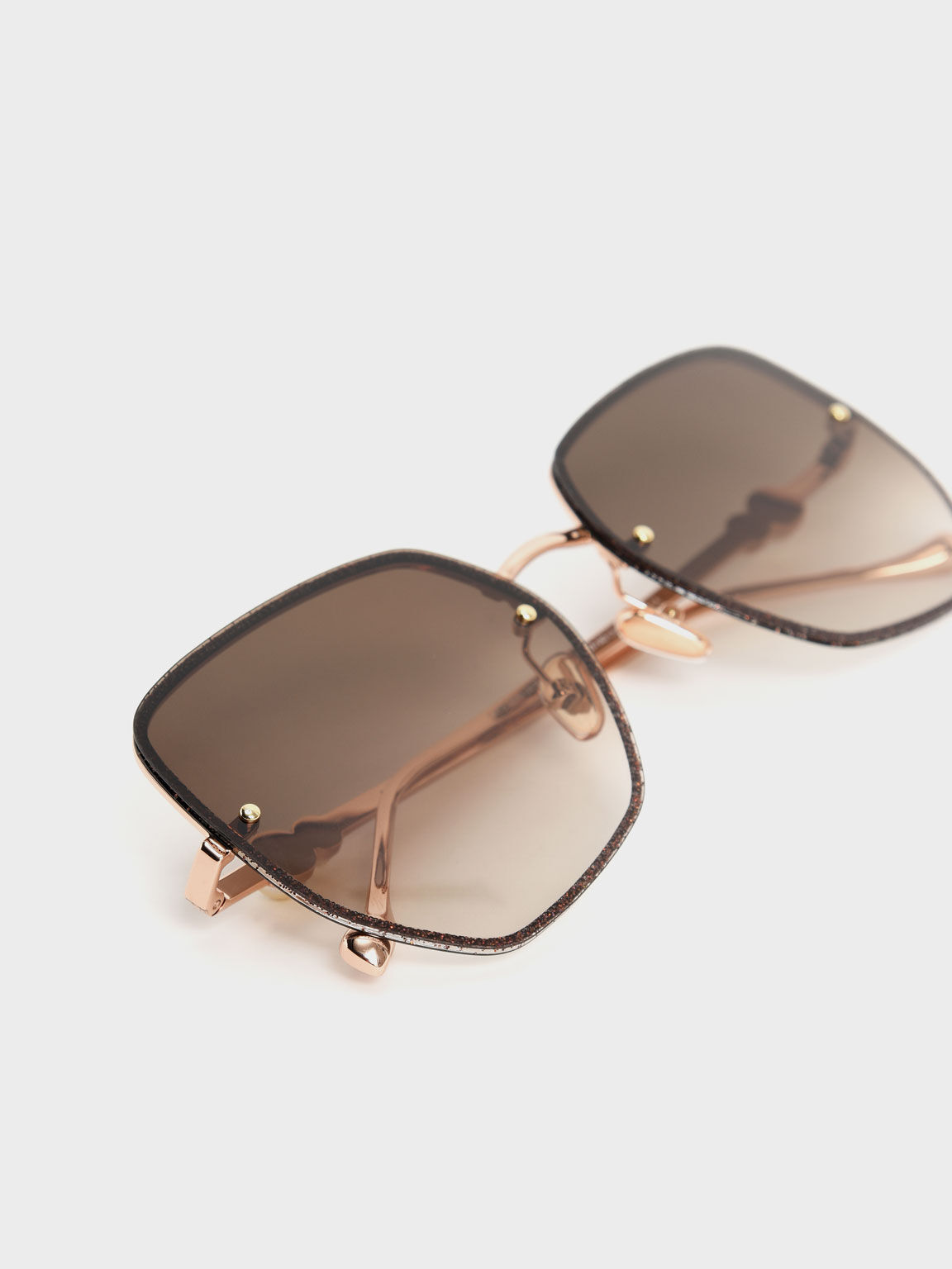 Embellished Tinted Butterfly Sunglasses, Rose Gold, hi-res