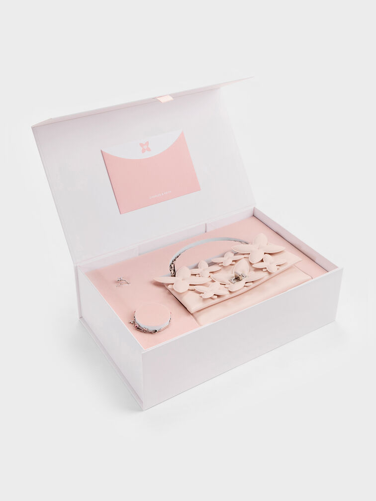 Gift Set: Flower Chain Shoulder Bag With Jewellery Set, Soft Pink, hi-res