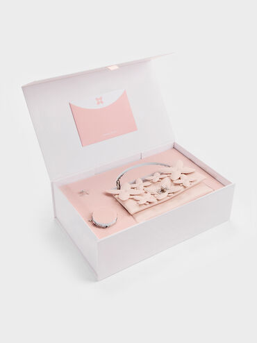 Bộ qu&agrave; tặng: T&uacute;i đeo vai Flower k&egrave;m trang sức, Soft Pink, hi-res