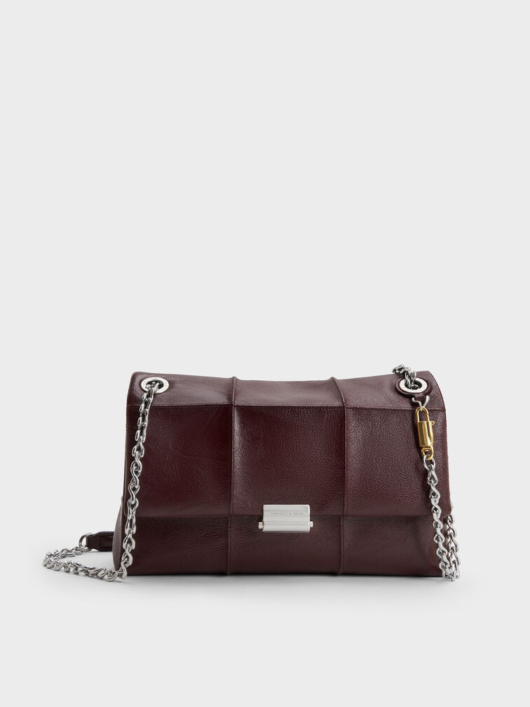 T&uacute;i đeo vai nắp gập Delfina, Wineberry Red, hi-res
