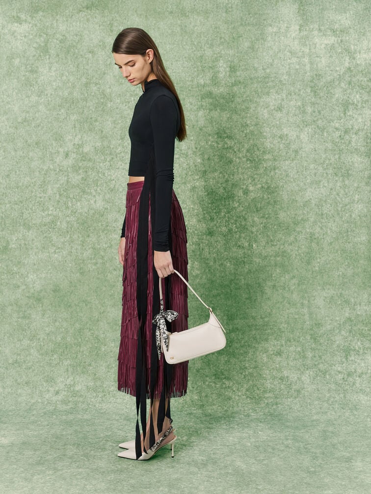 T&uacute;i đeo vai phối nơ Cerese Leather, Phấn, hi-res