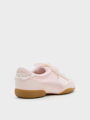 Girls' Lace-Trim Sneakers, Light Pink, hi-res