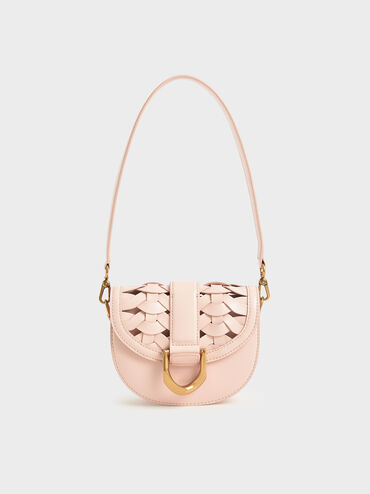 T&uacute;i đeo vai Mini Gabine Woven, Hồng nhạt, hi-res