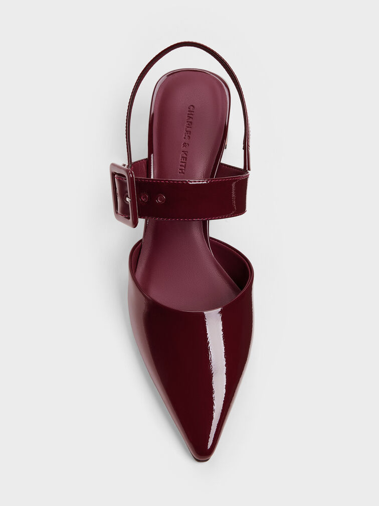 Gi&agrave;y sandals cao g&oacute;t Patent Buckled, Đỏ burgundy, hi-res