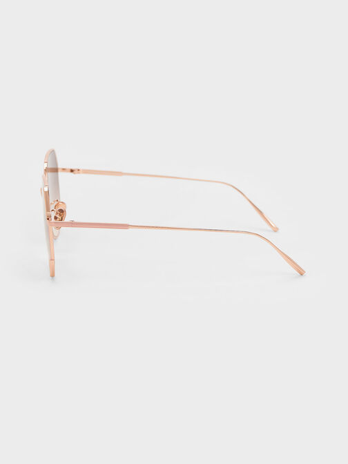 Geometric Wire-Frame Butterfly Sunglasses, Pink, hi-res