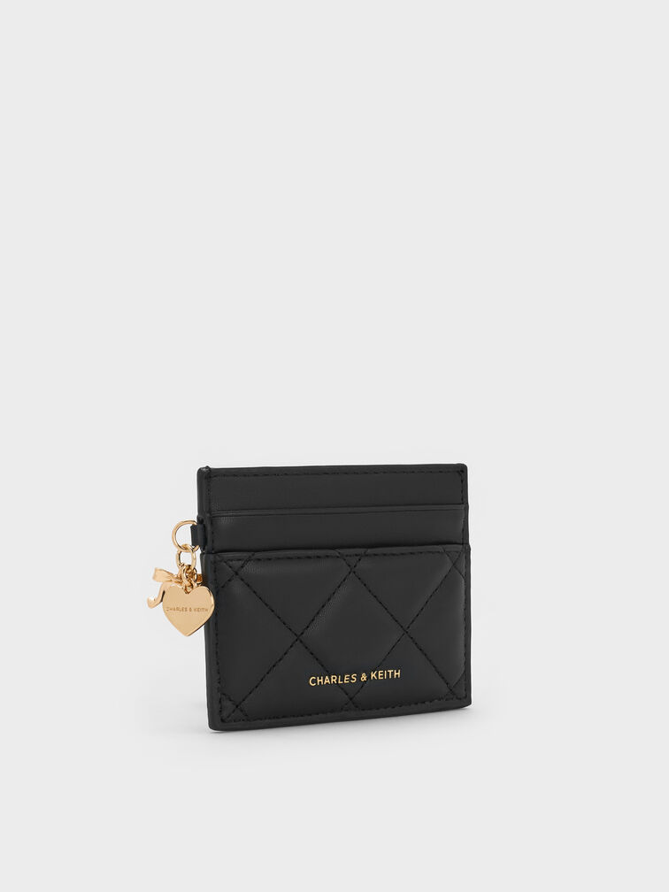 Arrietty Quilted Card Holder, Black, hi-res