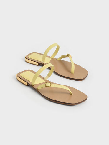 Giày sandals quai mảnh Asymmetric Strap, Hoạ tiết da báo vàng, hi-res