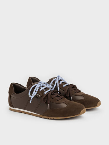 Jace Leather & Suede Sneakers, Dark Brown, hi-res