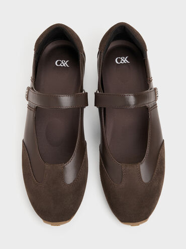 Jace Leather & Suede Mary Jane Sneakers, Dark Brown, hi-res