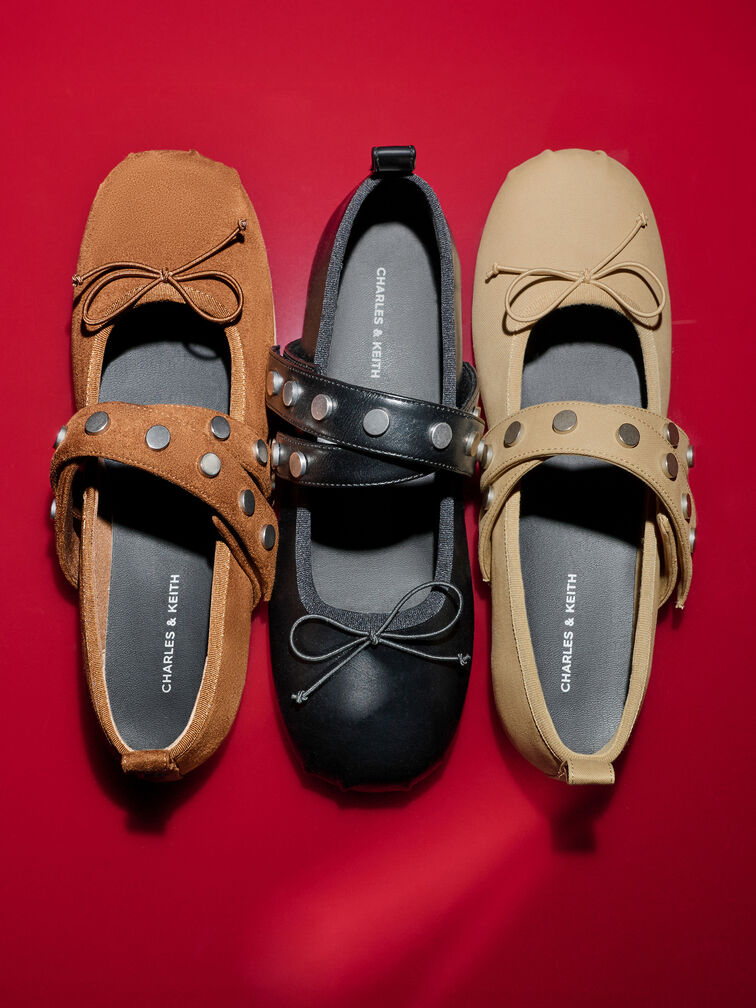 Gi&agrave;y b&uacute;p b&ecirc; đế thấp Gael Studded, Đen, hi-res