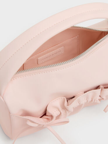 Reese Ruched Bow Top Handle Bag, Soft Pink, hi-res