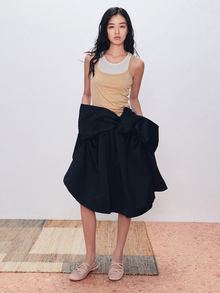 Gi&agrave;y b&uacute;p b&ecirc; đế bệt Satin, Hồng nhạt, hi-res