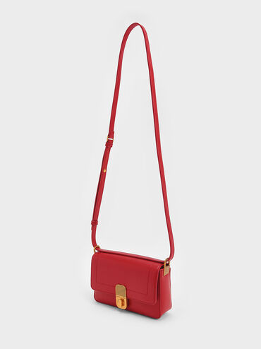 Túi đeo vai nắp gập Enya Front Flap, Đỏ, hi-res