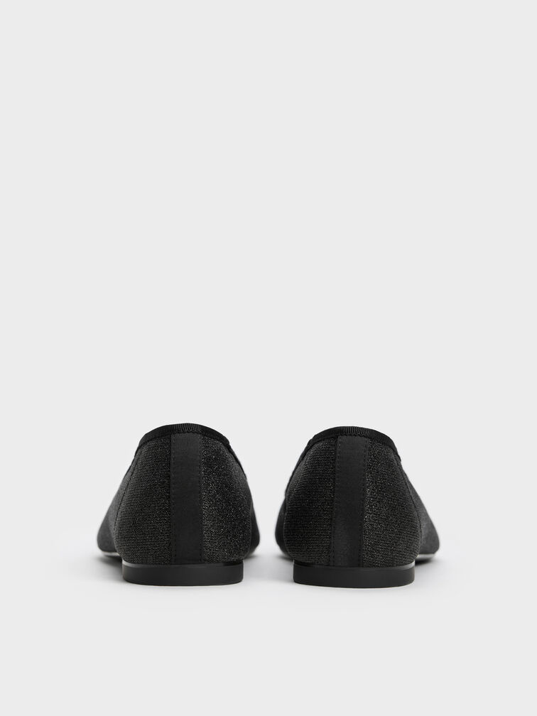 Gi&agrave;y b&uacute;p b&ecirc; mũi tr&ograve;n Glittered, Đen họa tiết, hi-res