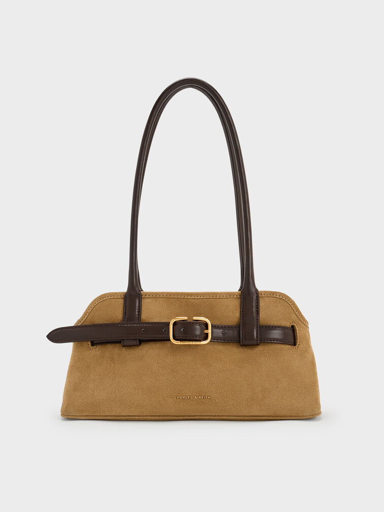 Túi đeo vai hình thang Victoria Recycled Suede, Sahara Sand, hi-res