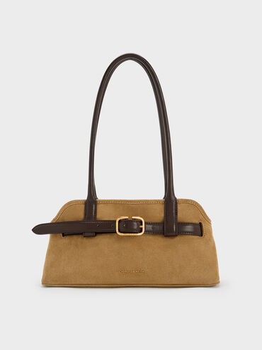 Túi đeo vai hình thang Victoria Recycled Suede, Sahara Sand, hi-res
