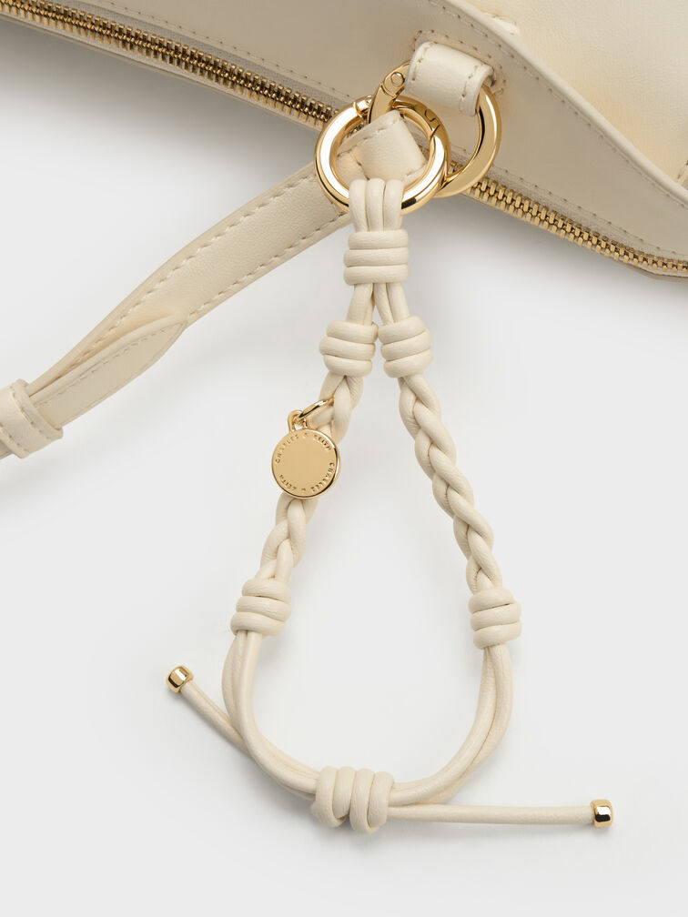 T&uacute;i đeo vai h&igrave;nh thang Haylen Braided-Charm, Kem, hi-res