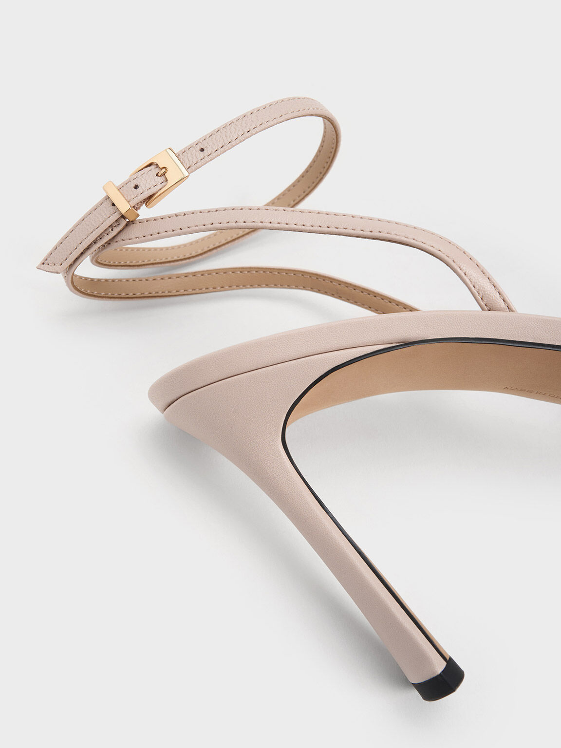 Giày sandals cao gót Leather Bow Strappy, Nude, hi-res