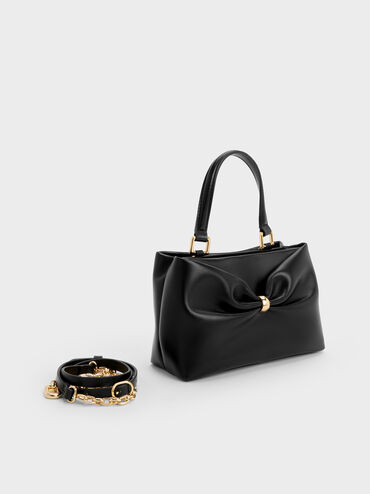Halsey Ruched Top Handle Bag, Black, hi-res