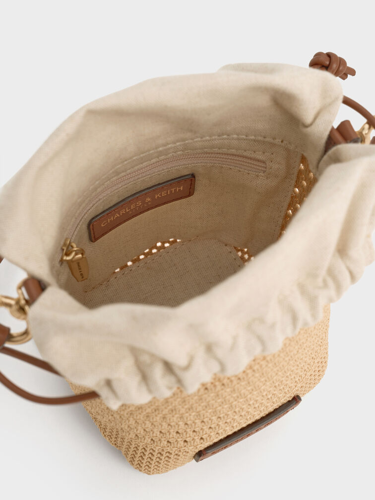 Girls' Ida Knitted Bucket Bag, Beige, hi-res