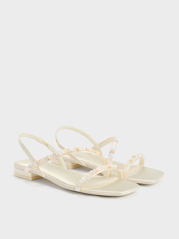 Briella Sequinned Strappy Sandals, Cream, hi-res