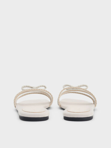 Kaleen Woven-Bow Slide Sandals, Chalk, hi-res