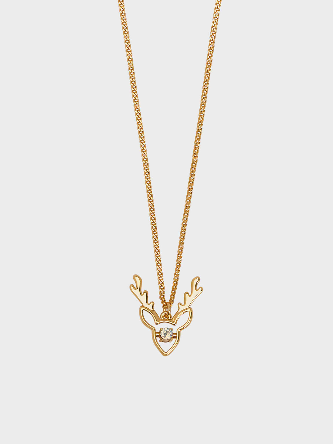 Deer Necklace, Gold, hi-res