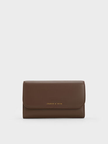 Octavia Front Flap Long Wallet, Dark Brown, hi-res