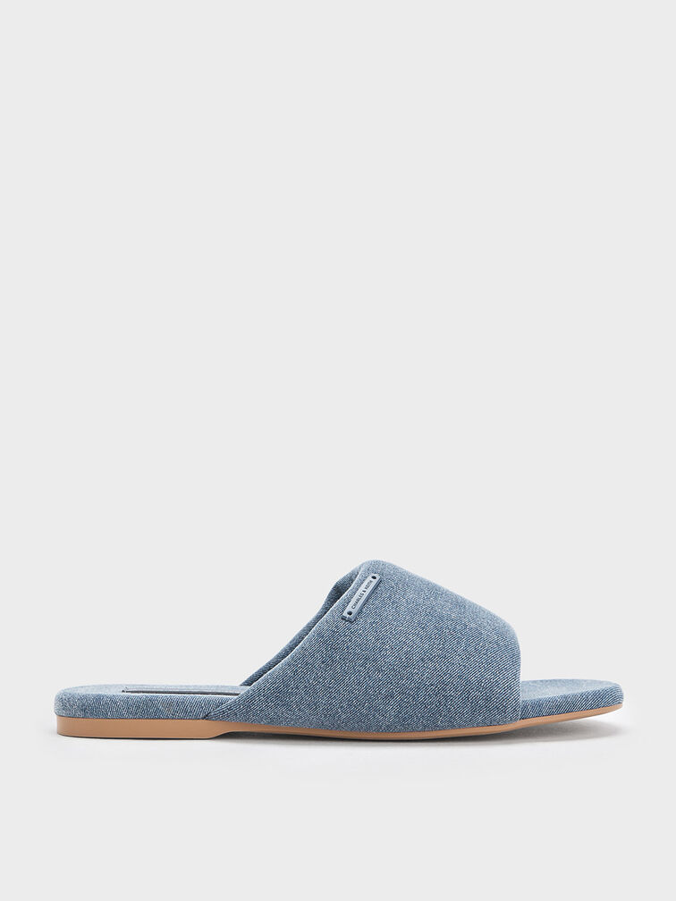 D&eacute;p quai ngang Denim Puffy Wide-Strap, Xanh denim, hi-res